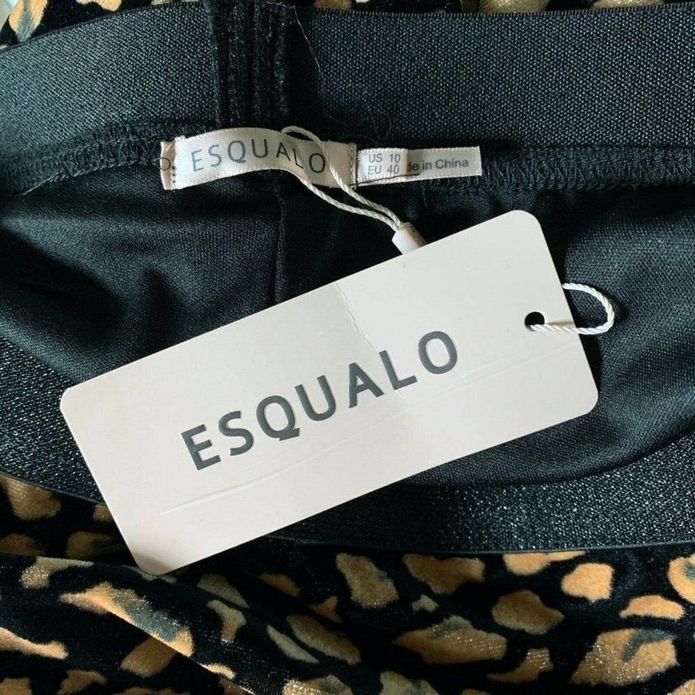ESQUALO Skirt Women 10 Animal Leopard Print Crushed Velvet Tuxedo Stripe NWT - Picture 7 of 7